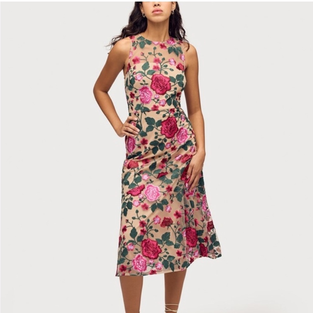 Sam Edelman Floral Midi Dress - Pink and Green midi boho wedding guest